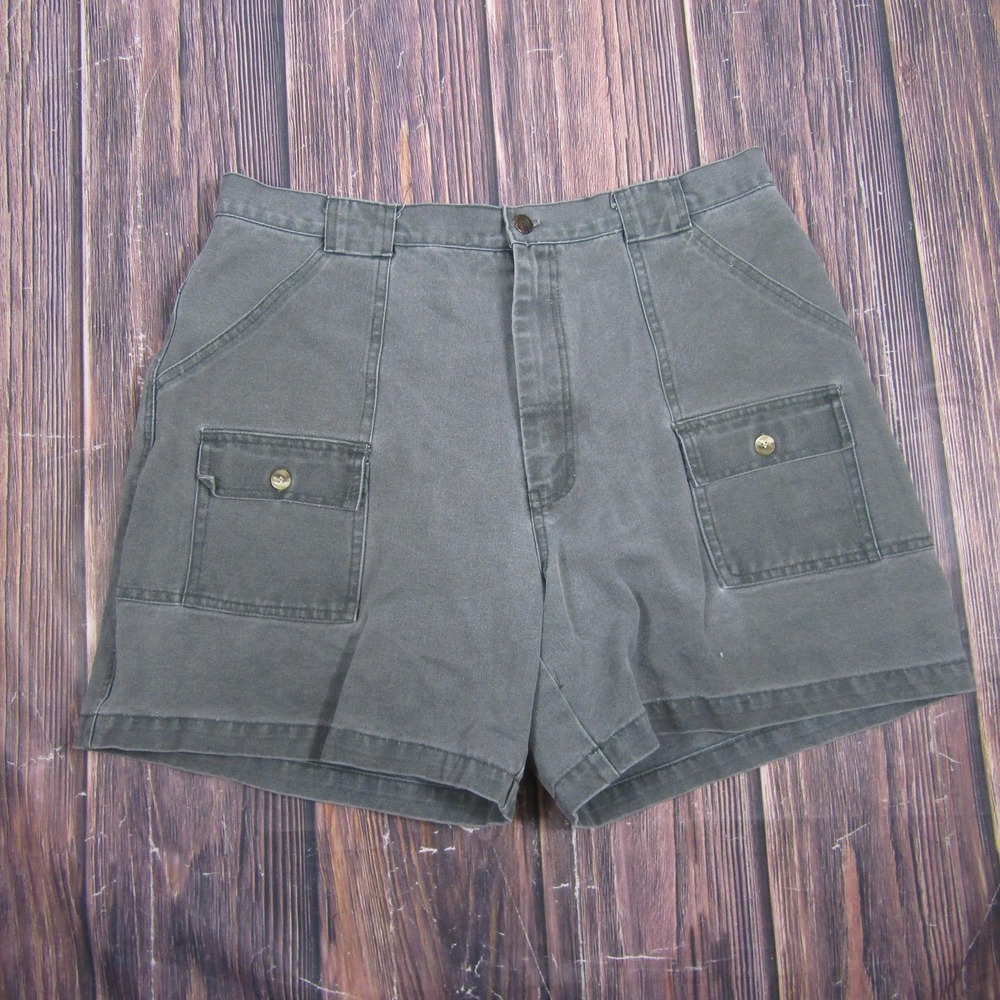 Pacific Crest Mens 38 Green Canvas Cargo Shorts Vintage Hong Kong Trail Outdoors